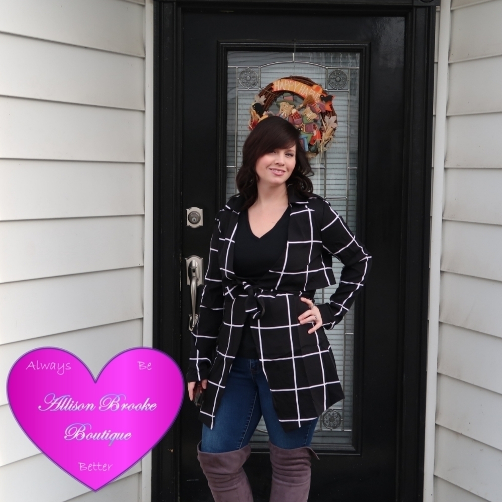Plaid Waterfall Jacket Tie Front Open Cardigan Boutique NWT - Picture 5 of 10